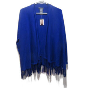NWT Chelsea and Theodore Open Front Sweater Fringe Trim Size Small